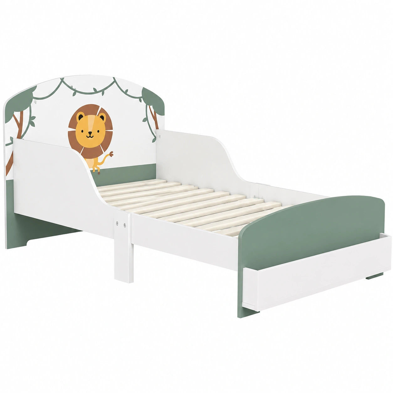 lit-enfant-70x140cm-avec-barriere-de-securite-et-sommier-a-lattes-espace-de-rangement-motif-lion-pour-38-ans-vert-gmngru2911bz