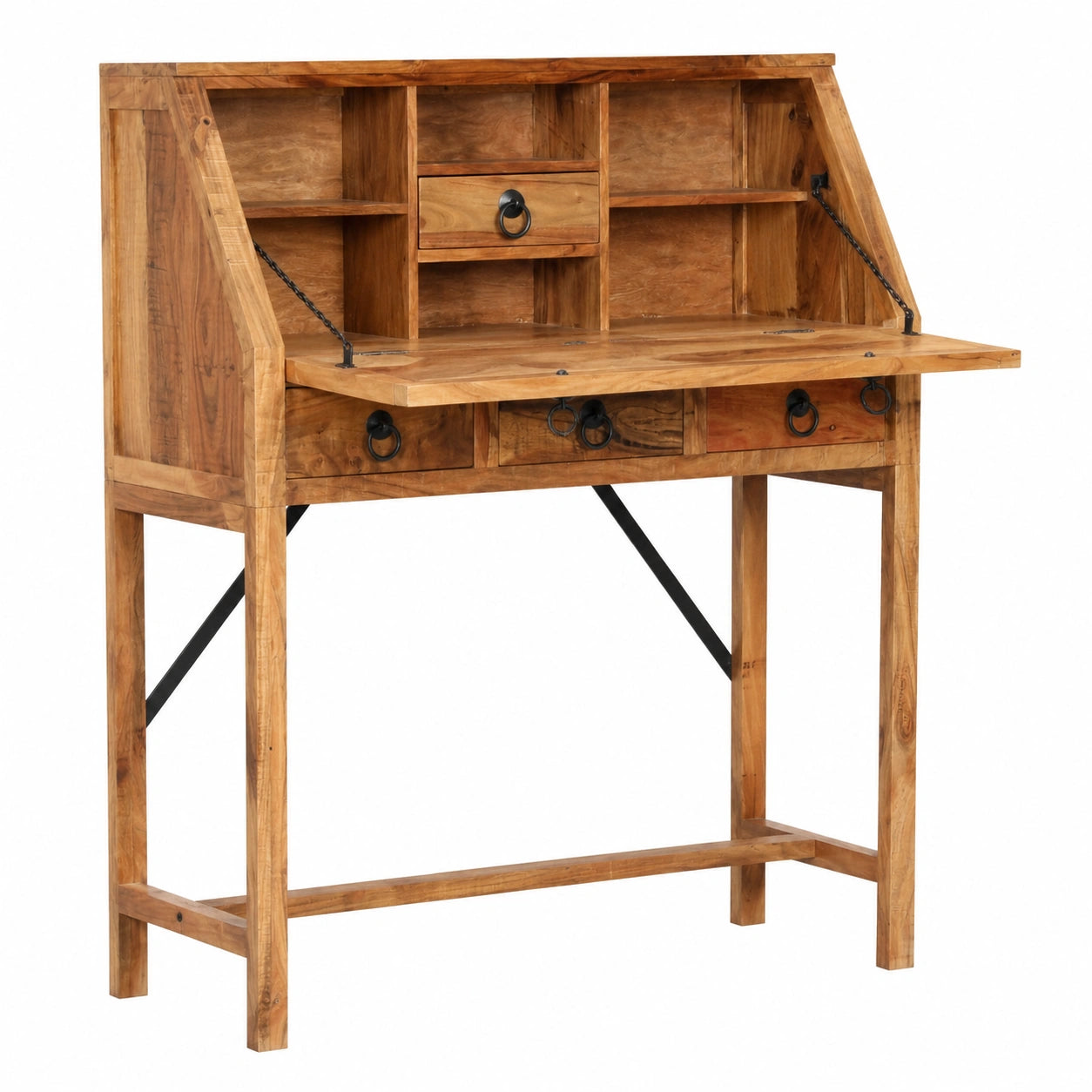 bureau-en-bois-massif-avec-bibliotheque-et-tiroirs-extensibles-dififr3011rk