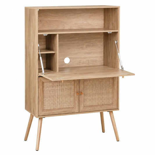 bureau-secretaire-en-bois-et-cannage-avec-2-portes-pyaxns2919hs
